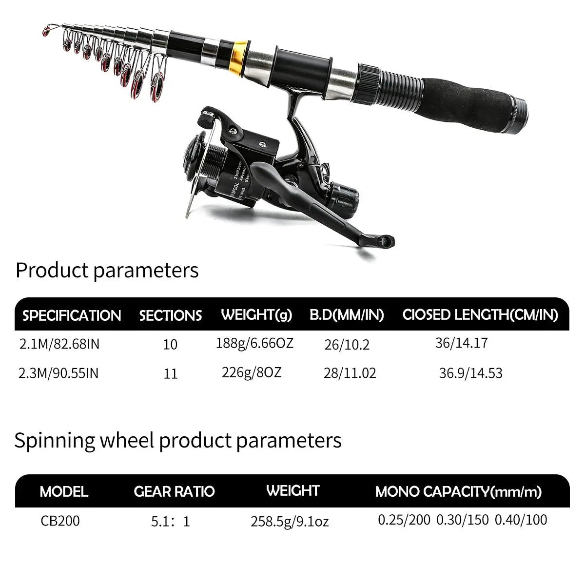 Professional Fishing Rod Set with Anti-entanglement Design